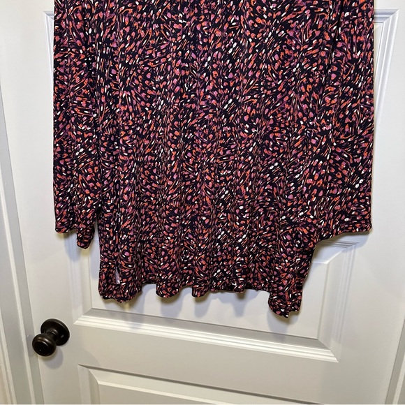 TanJay Black/Red-Orange/Purple Print Scoop Neck 3/4 sleeve blouse size 2X - Picture 6 of 8
